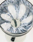 Rare Space Age mouth blown white and black Murano glass vase