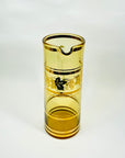 Midcentury amber glass jug with vine leaves gold gilding
