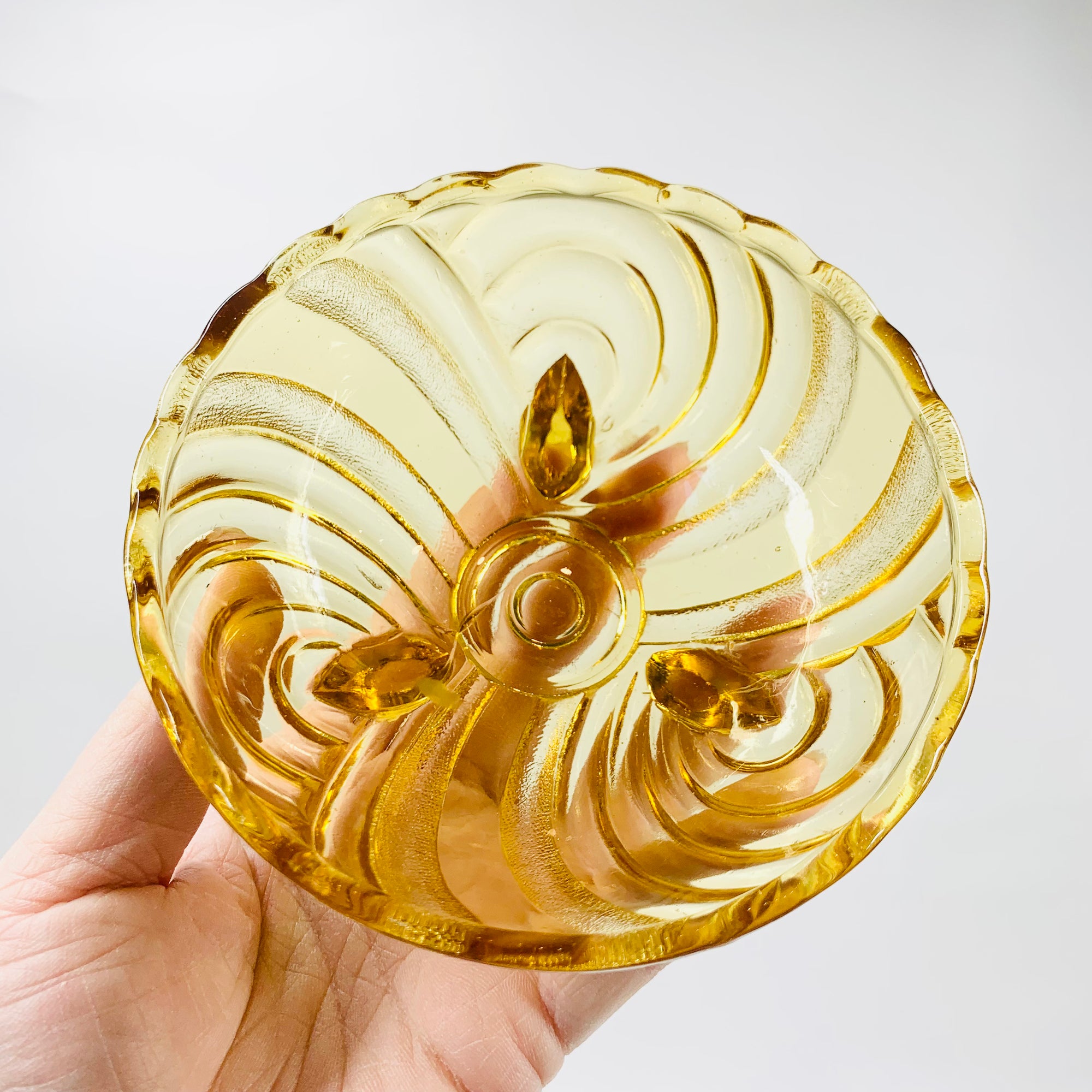 Antique Art Deco colour flashed glass small/dessert bowl