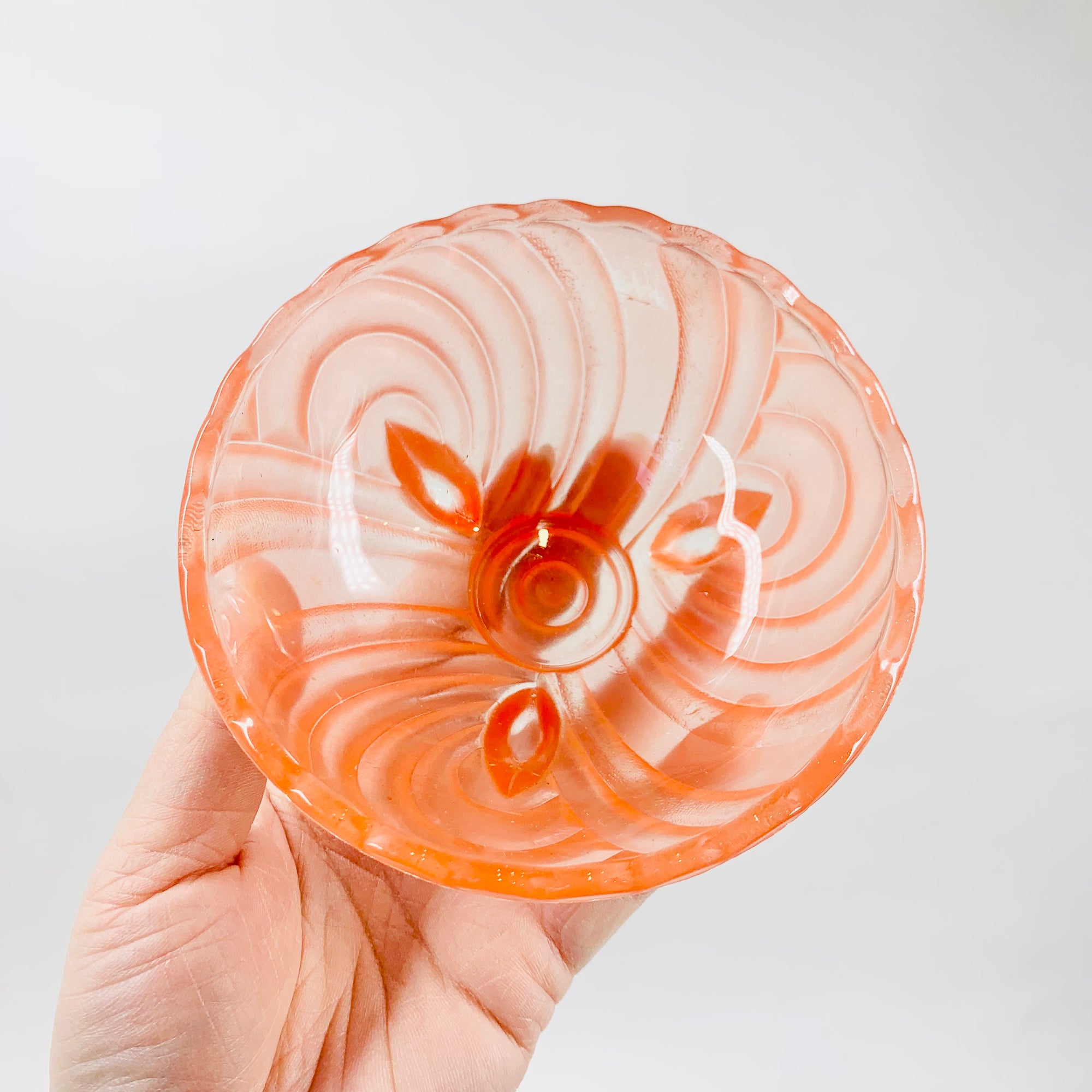 Antique Art Deco colour flashed glass small/dessert bowl