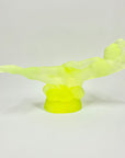 Art Deco reproduction of Lalique lie down Nude with star bangle cape figurine in uranium glass