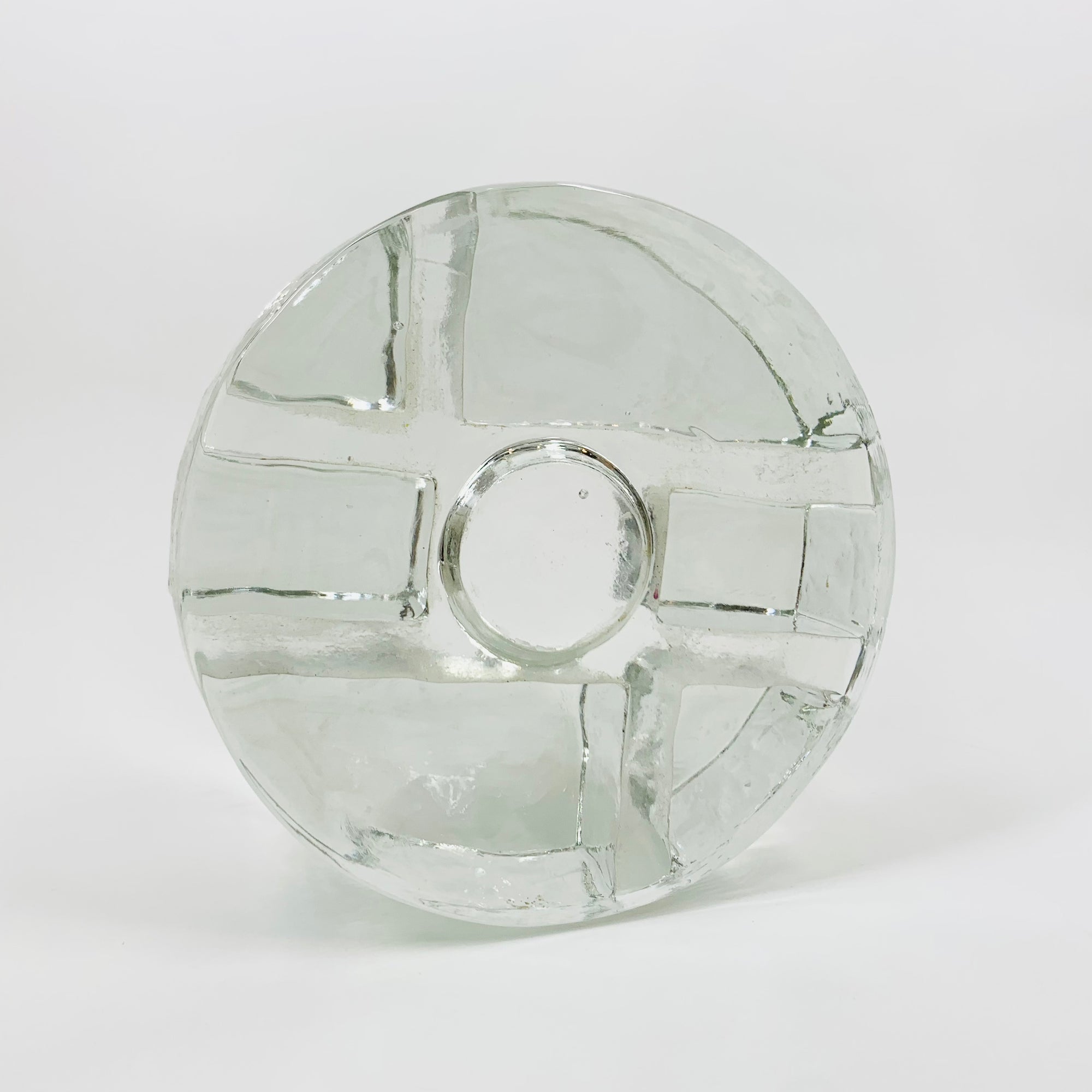 MCM Pukeberg circular glass block votive candle holder