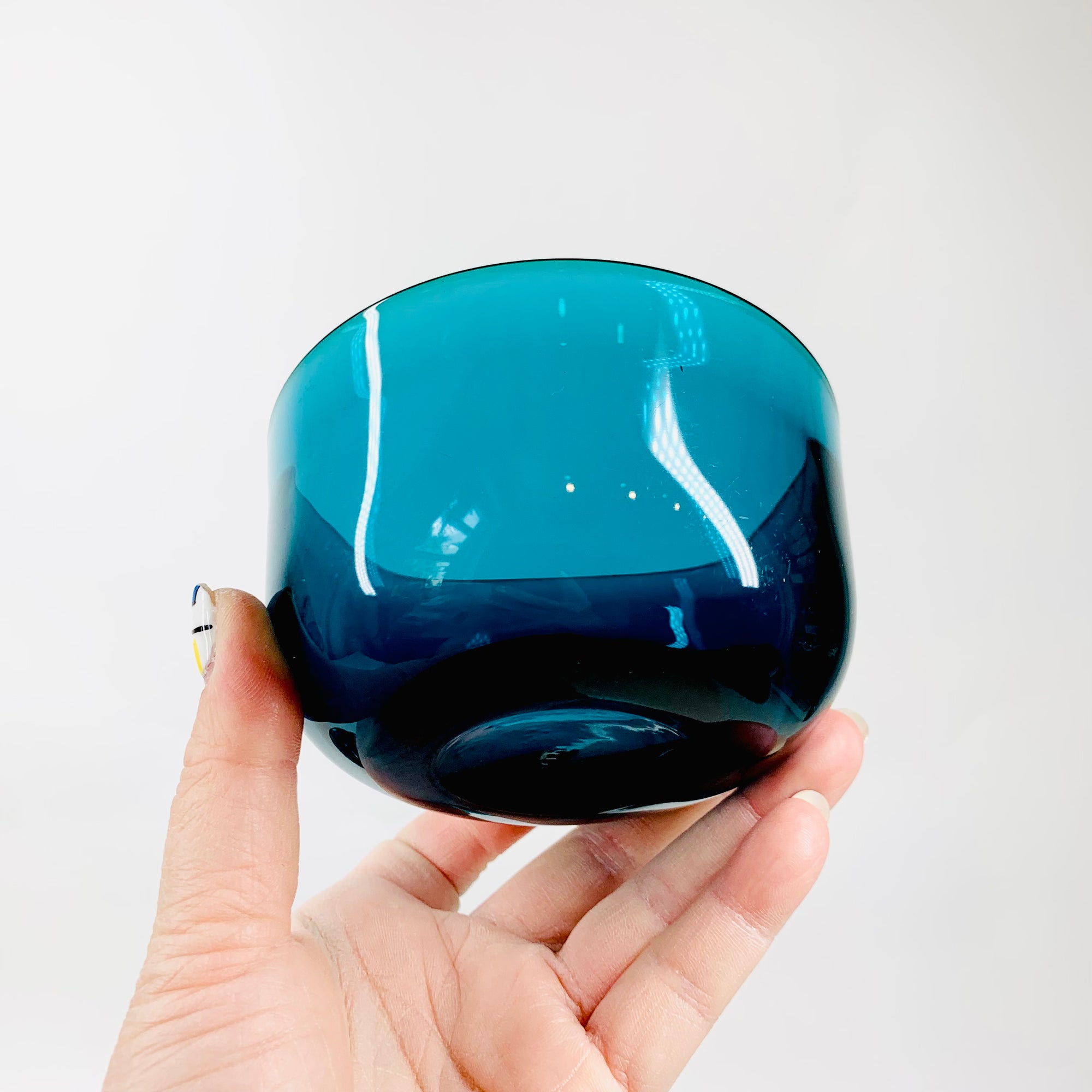 ANTIQUE PEACOCK GLASS DESSERT BOWL