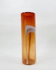 1980s orange mouth blown studio art glass tube vase by Suzanne Kindland