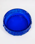 Midcentury Finnish cobalt blue glass bowl by Tamara Aladin with relief