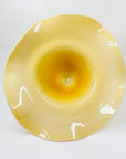 Large Italian Midcentury cased amber glass comport/footed fruit bowl with ruffle rim