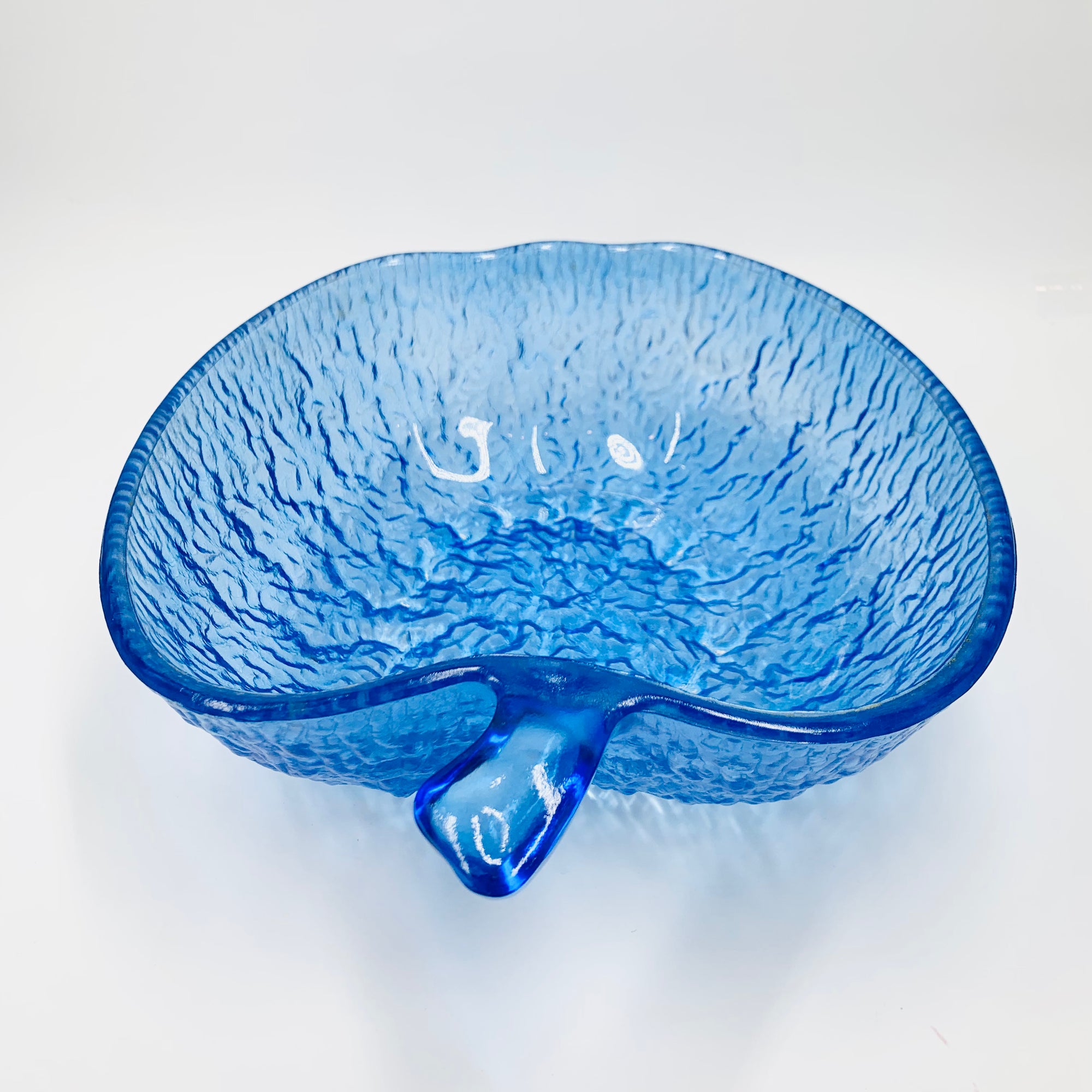 Retro apple shaped blue ice glass bowls