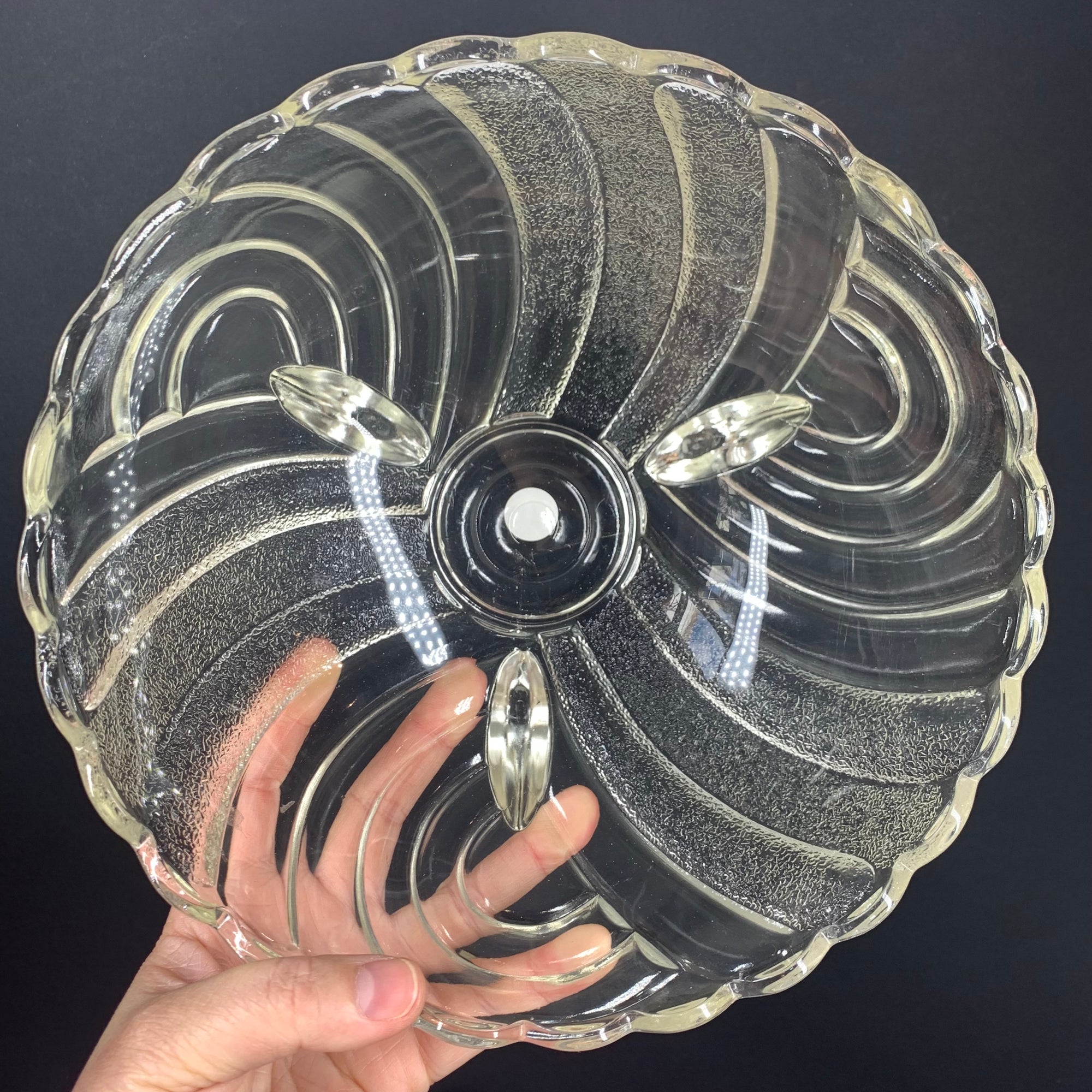 Antique Art Deco footed pressed glass salad/fruit bowl