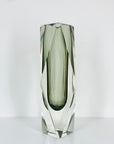 MCM grey faceted Murano sommerso glass vase by Mandruzatto