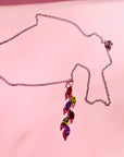 1980s 18K gold plated chain with multicolour lab gemstones pendant