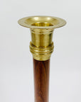 Vintage MCM wooden brass candle holders