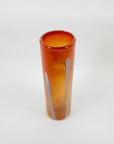 1980s orange mouth blown studio art glass tube vase by Suzanne Kindland