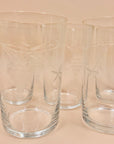 1940s hand etched vine pattern glass water tumblers