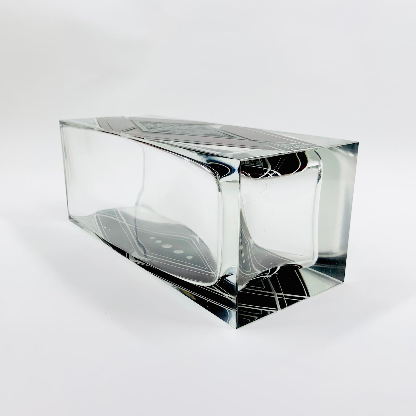 Extremely rare antique Art Deco black and ruby enamel rectangular glass vase by Karl Palda