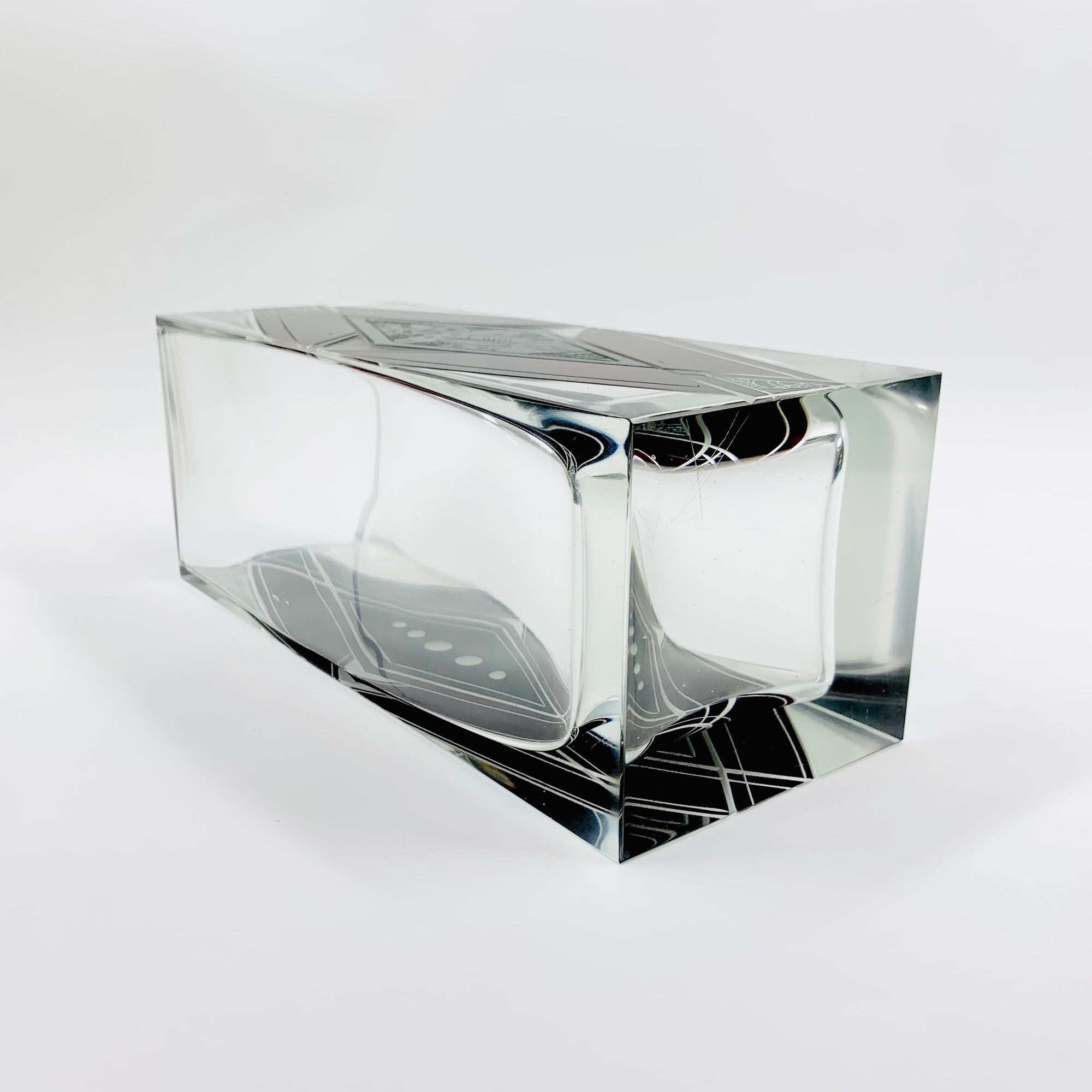 Extremely rare antique Art Deco black and ruby enamel rectangular glass vase by Karl Palda