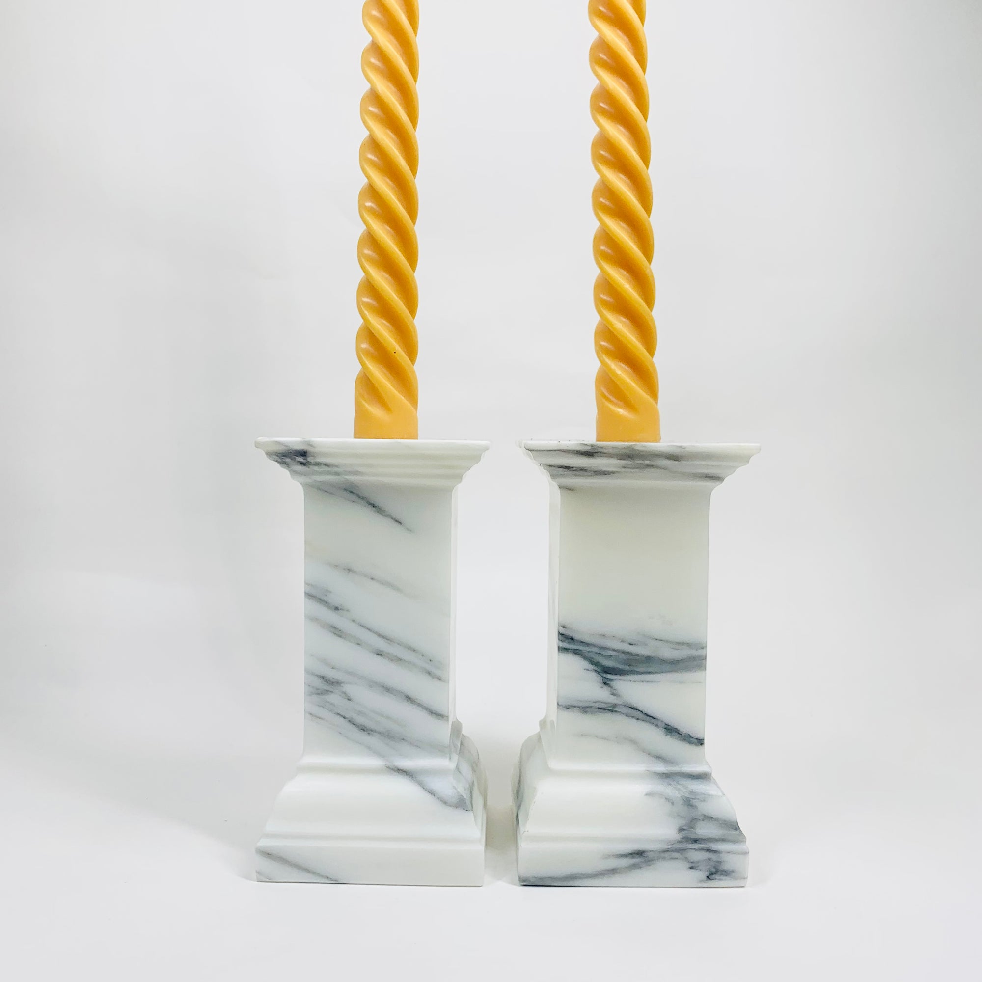 Antique Art Deco solid marble candle holders