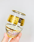 Extremely rare 1940s harlequin 24K gold gilded iridescent lustreware glass water tumblers