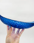 Midcentury fish scales textured cobalt blue boat bowl