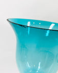 Vintage turquoise glass footed vase/candle holder