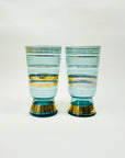 Midcentury tall teal gold gilding highball glasses