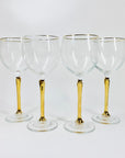 Rare Midcentury Tiffin Franciscan gold rim wine glasses with gold tulip stems