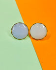 1940s brass Bakelite moonstone screw back earrings
