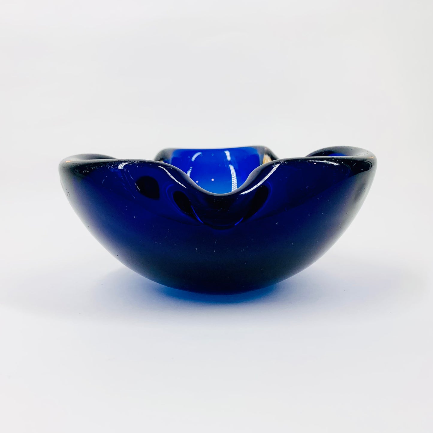 Stunning and rare MCM Murano cobalt blue glass ashtray