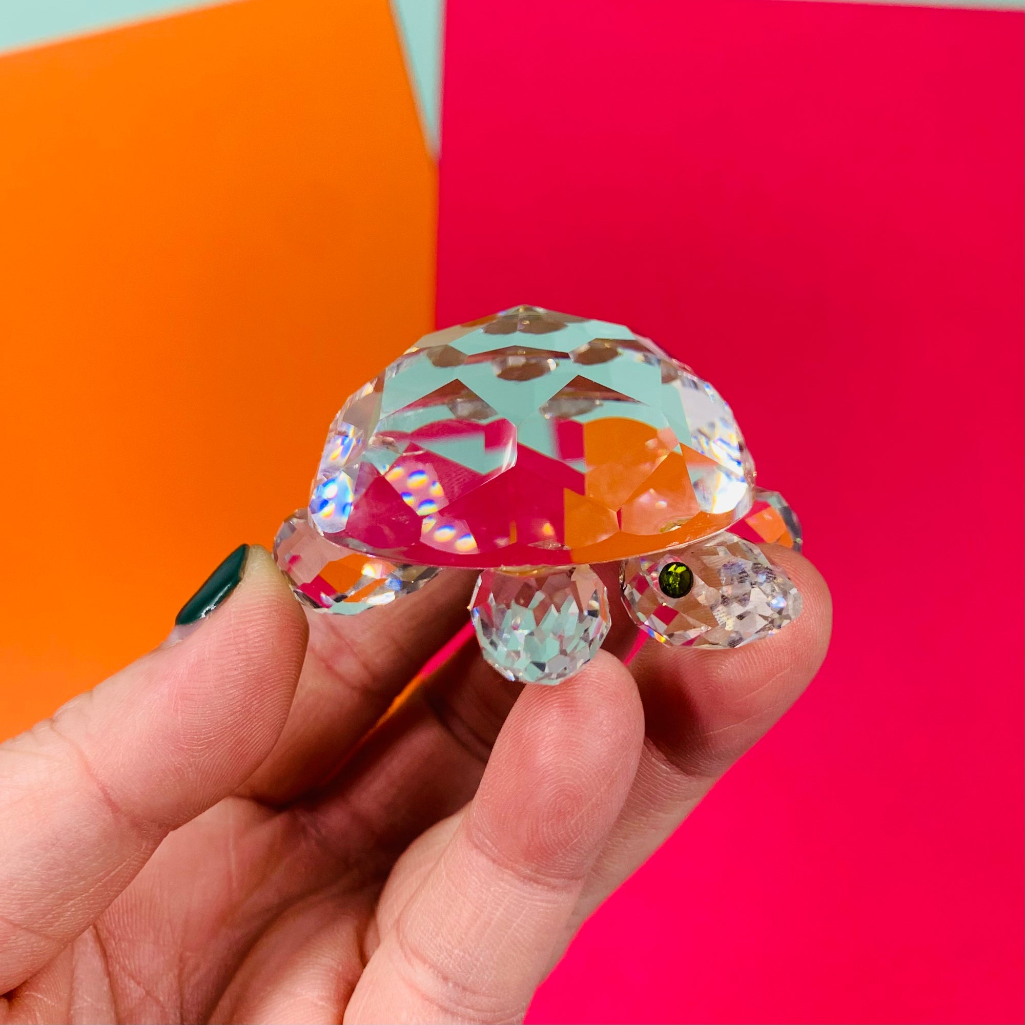 Vintage miniature Swarovski crystal turtle