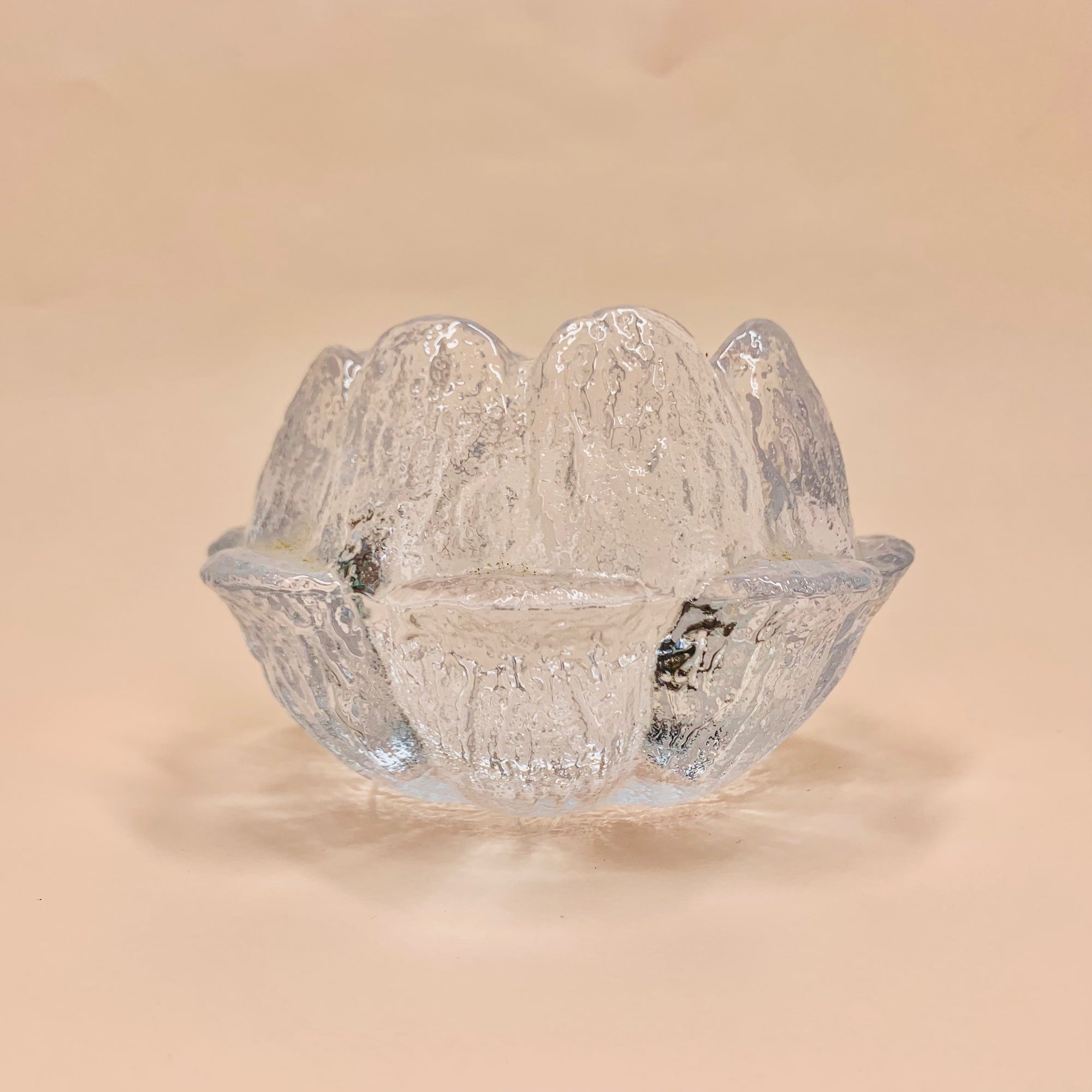 MCM large Kosta Boda glass flower shape tea light holder