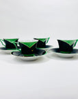 Extremely rare 1920s Victoria Czechoslovakia Art Deco hand painted porcelain coffee cup and matching saucer