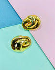 1970s French plated half knot ribbon clip on earrings