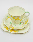 Antique Art Deco hand painted Grafton fine China tea cup and matching saucer and cake plate