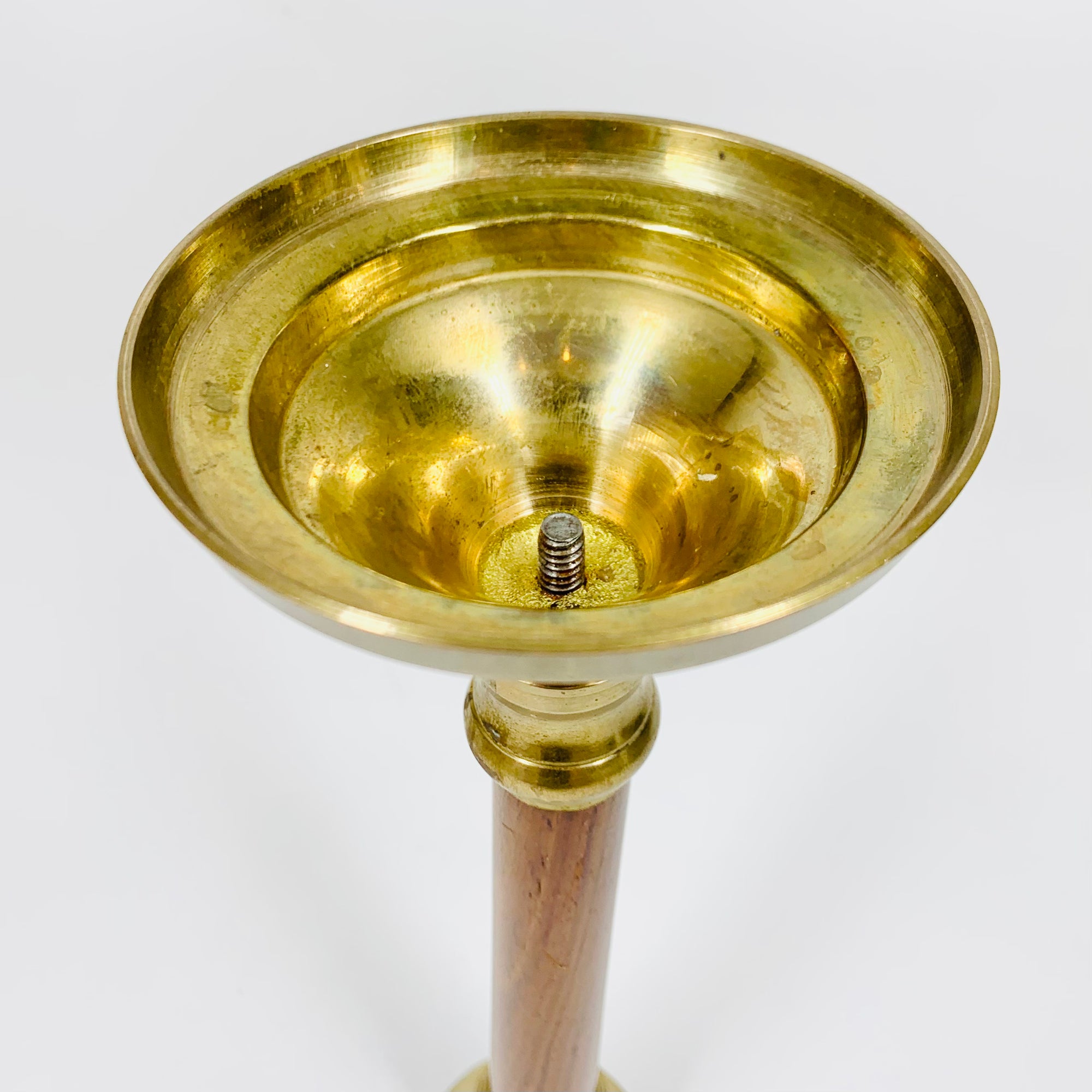 Vintage MCM wooden brass candle holders