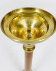 Vintage MCM wooden brass candle holders