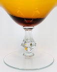 Rare large Midcentury Bohemian amber glass footed vase