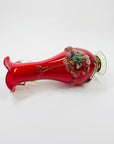 Mouth blown Midcentury Italian colour cased glass with ruffle rim posy vase