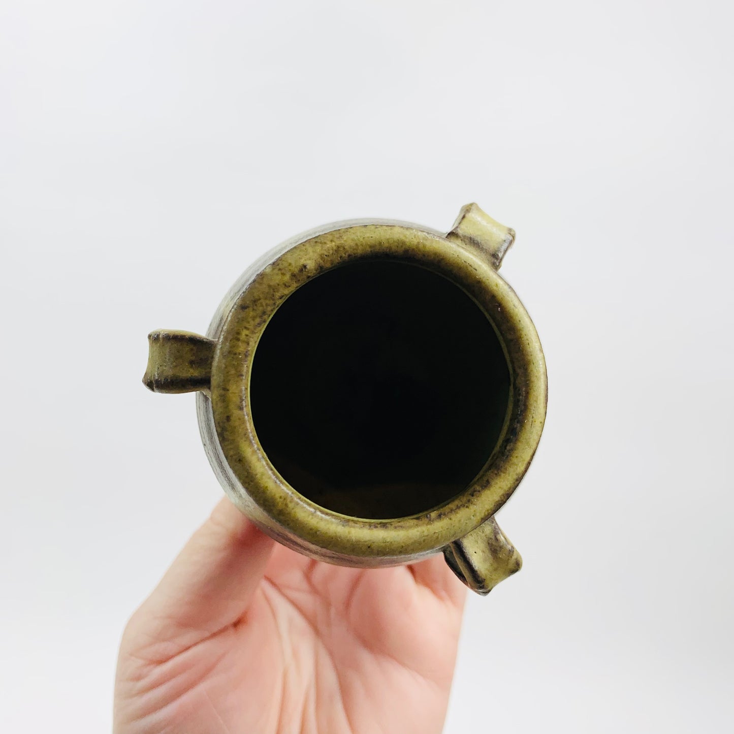Midcentury hand glazed Australian stonewash mini pottery amphora