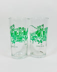 Midcentury Cobb & Co horse & stagecoach green glass tumblers