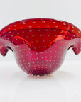 1950s MURANO RED BULLICANTE GLASS SHELL BOWL