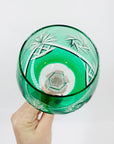 Extremely rare antique cut cameo Hock harlequin crystal wine glasses starburst pattern