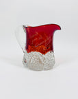 Antique ruby flashed glass with engraving