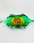 1960s SKLO UNION GREEN SOMMERSO GLASSES BOWL BY JOSEF HOSPODKA