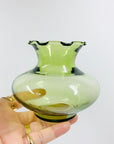Antique glass posy vase with ruffle rim