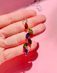 1980s 18K gold plated chain with multicolour lab gemstones pendant