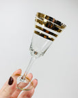Midcentury hand made Astra Colour liqueur glasses with gold gilding