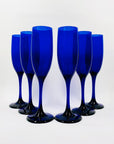 Vintage Libbey cobalt blue glass champagne flutes