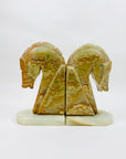 Midcentury onyx horse head bookends