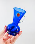 Midcentury Italian mini blue glass pitcher vase