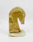 Midcentury onyx horse head bookends
