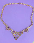 Stunning 1960s costume iridescent crystals chevron pendant necklace